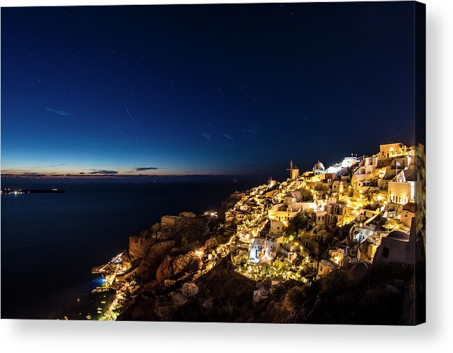 Santorini Acrylic Print featuring the photograph Blue hour on Santorini by Matt McDonald