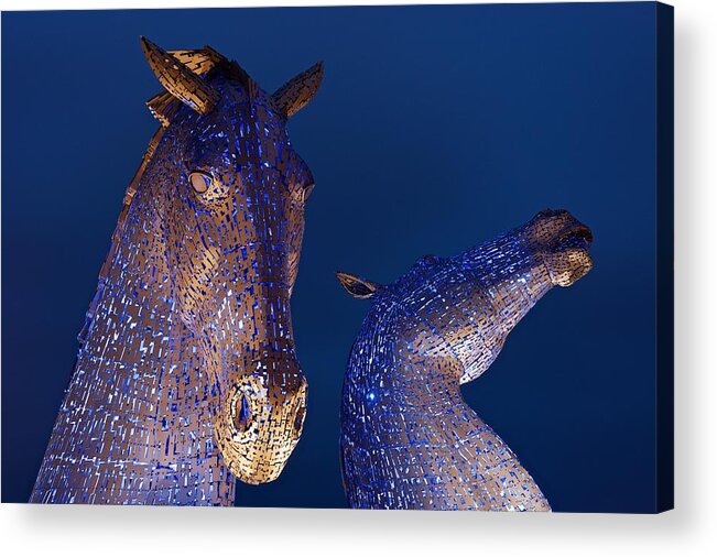 Kelpies Acrylic Print featuring the photograph Blue Kelpies by Stephen Taylor