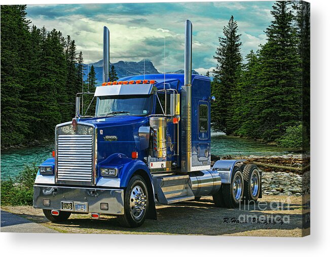 Trucks Acrylic Print featuring the photograph Blue Kenworth at Banff by Randy Harris