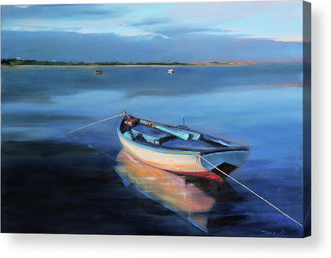 Blue Acrylic Print featuring the painting Blue Refuge by Trina Teele