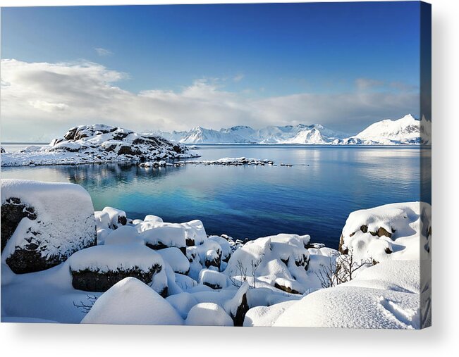 Lofoten Acrylic Print featuring the photograph Blue Sunday by Philippe Sainte-Laudy
