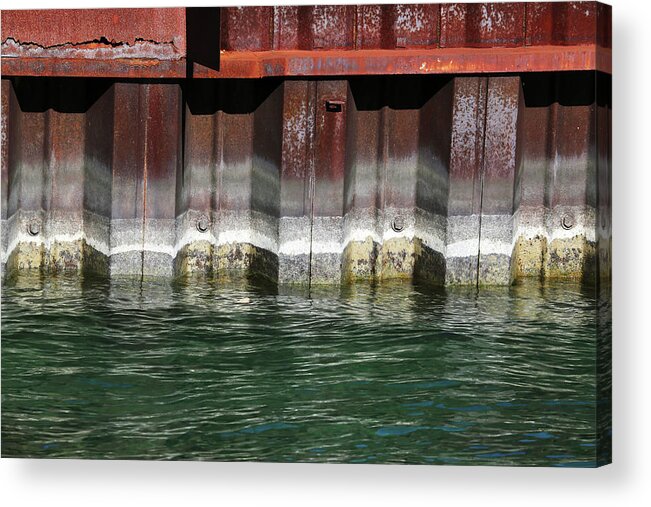 Saint Clair River Acrylic Print featuring the photograph Blue Water Retaining Wall 4 by Mary Bedy