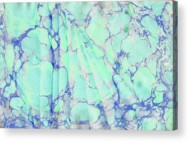Water Marbling Acrylic Print featuring the painting Blue Wave #3 by Daniela Easter