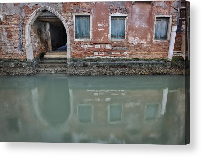 Blue Windows And Doorway Spotted In Venice Acrylic Print featuring the photograph Blue Windows by Sharon Jones