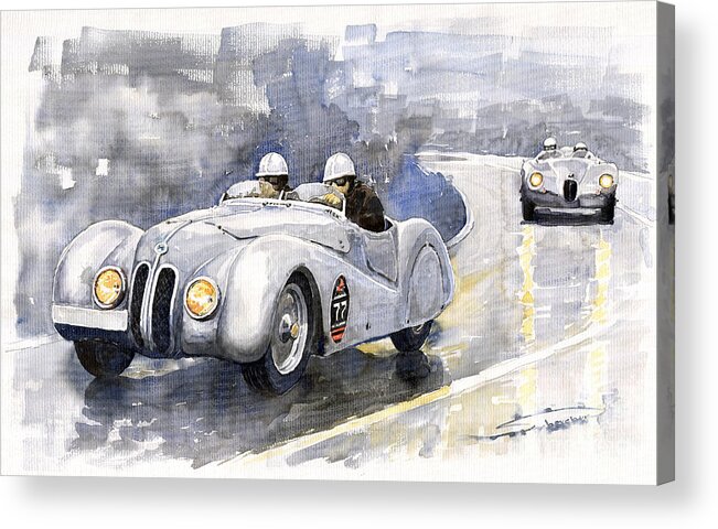 Auto Acrylic Print featuring the painting BMW 328 Roadster by Yuriy Shevchuk