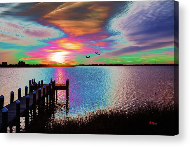 Water Acrylic Print featuring the digital art Boat Dock 2 by Gregory Murray