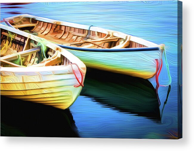 Boats Acrylic Print featuring the painting Boats by Prince Andre Faubert