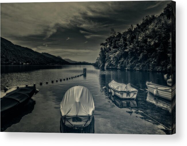 On1 Effects Acrylic Print featuring the photograph Boats by Roberto Pagani