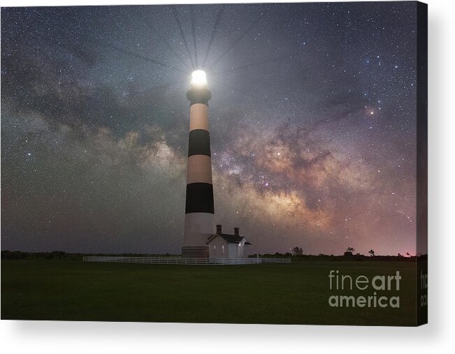 Bodie Island Lightouse Acrylic Print featuring the photograph Bodie Island Lighthouse Milky Way Galaxy by Michael Ver Sprill