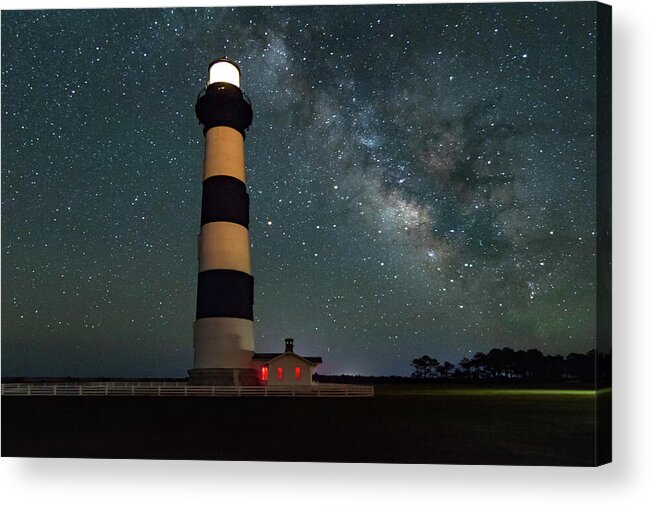 Bodie Lighthouse Acrylic Print featuring the photograph Bodie Lighthouse Milky Way by Norma Brandsberg