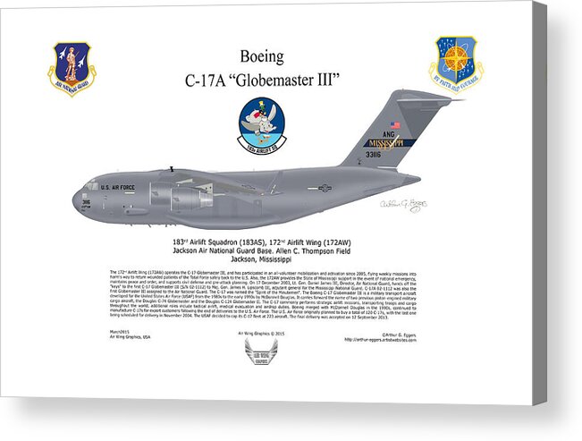 Boeing Acrylic Print featuring the digital art Boeing C-17 Globemaster III by Arthur Eggers
