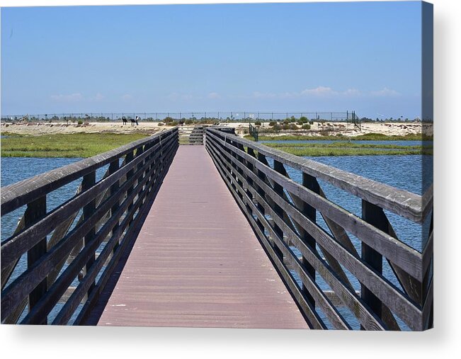 Linda Brody Acrylic Print featuring the photograph Bolsa Chica Wetlands Viewing Pier by Linda Brody