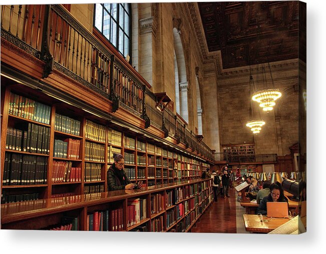 New York Public Library Acrylic Print featuring the photograph Book Browsing by Jessica Jenney