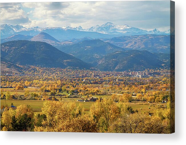 Rocky Mountains Acrylic Print featuring the photograph Boulder Colorado Autumn Scenic View by James BO Insogna