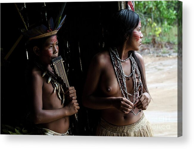 Brazilian Acrylic Print featuring the photograph Boy And Girl Of The Amazon by Bob Christopher