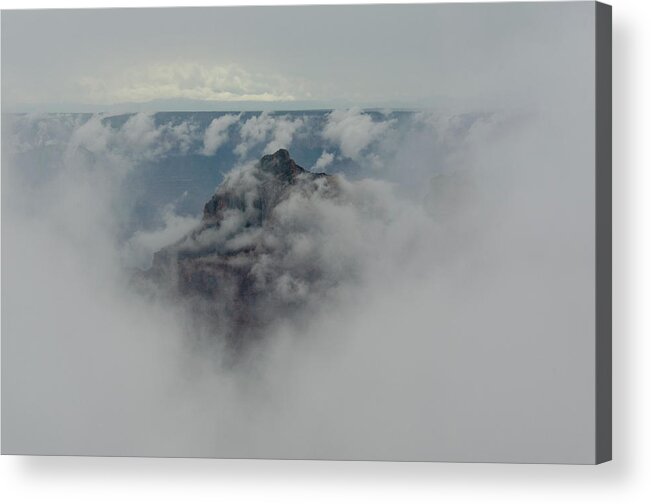 Grand Canyon Acrylic Print featuring the photograph Brahma Temple in a sea of clouds by Gaelyn Olmsted