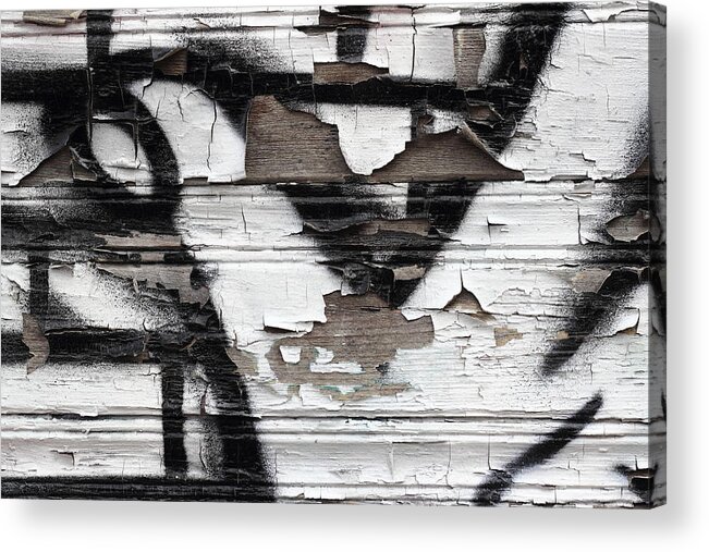 White Acrylic Print featuring the photograph bricks on wood II by Kreddible Trout