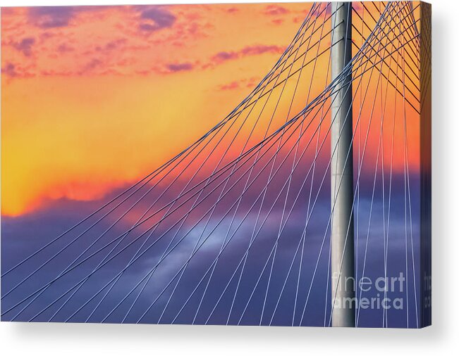 Margaret Hunt Hill Acrylic Print featuring the photograph Bridge Detail at Sunrise by Imagery by Charly
