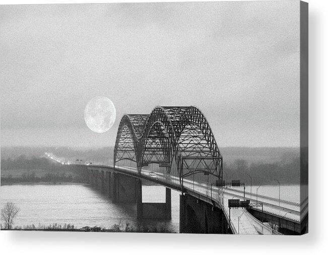 Bridge Acrylic Print featuring the photograph Bridge with Moon by James C Richardson