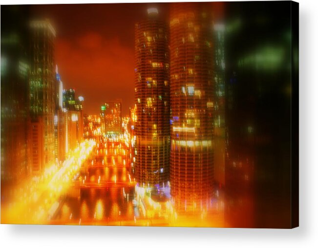 Cityscape Acrylic Print featuring the photograph Bright Lights of Uptown by Julie Lueders 