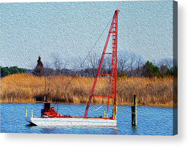 Bay Area Acrylic Print featuring the photograph Bright Paintery Barge by Dennis Dame