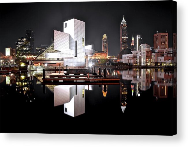 Cleveland Acrylic Print featuring the photograph Bright White Black Night by Frozen in Time Fine Art Photography