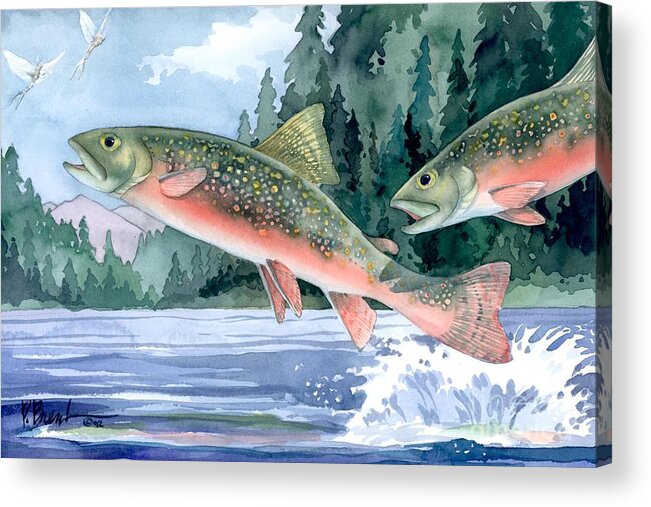 Pond Acrylic Print featuring the painting Brook Trout by Paul Brent