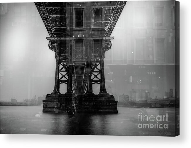 Brooklyn Bridge Acrylic Print featuring the photograph Brooklyn Bridge Reflections NYC by Edward Fielding