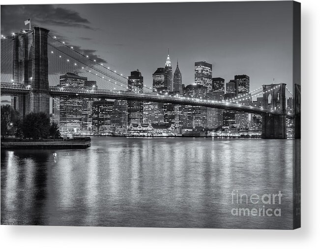 Clarence Holmes Acrylic Print featuring the photograph Brooklyn Bridge Twilight II by Clarence Holmes