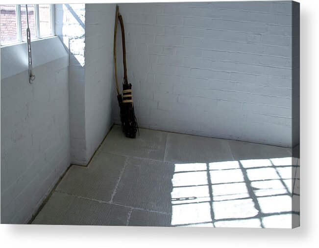 Broom Acrylic Print featuring the photograph Broom in a corner. by Elena Perelman