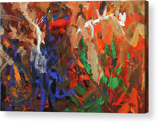 Abstract Acrylic Print featuring the painting Brothers in Charm by Ron Krajewski