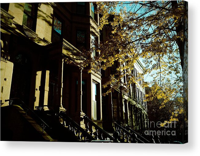 Brownstones Acrylic Print featuring the photograph Brownstones at Dusk by Onedayoneimage Photography