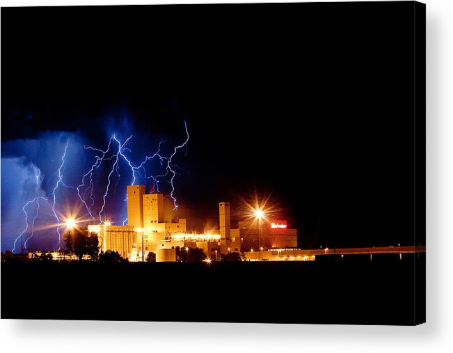 40d Acrylic Print featuring the photograph Budweiser Lightning Thunderstorm Moving Out by James BO Insogna