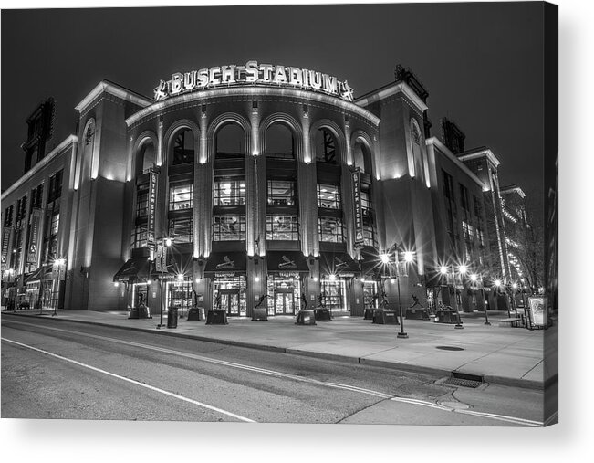 Baseball Acrylic Print featuring the photograph Busch Stadium St Louis Black and White by John McGraw