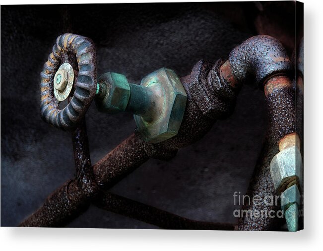 Steam Valve Shutoff Acrylic Print featuring the photograph Bygone by Michael Eingle