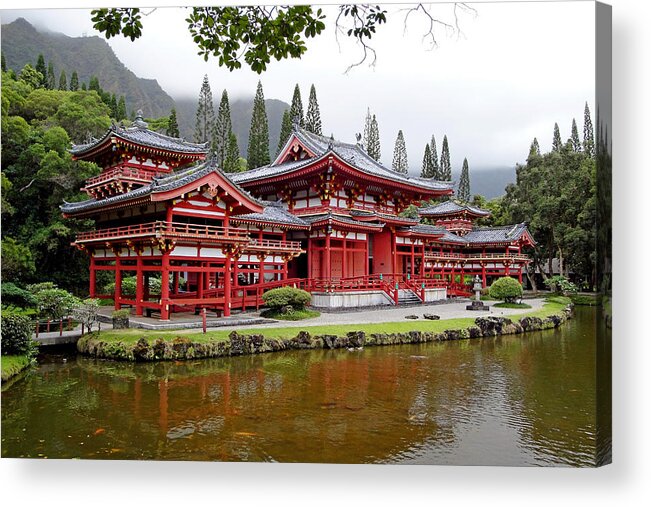 Byodo-in Temple Acrylic Print featuring the photograph Byodo-In Temple Oahu by Robert Meyers-Lussier