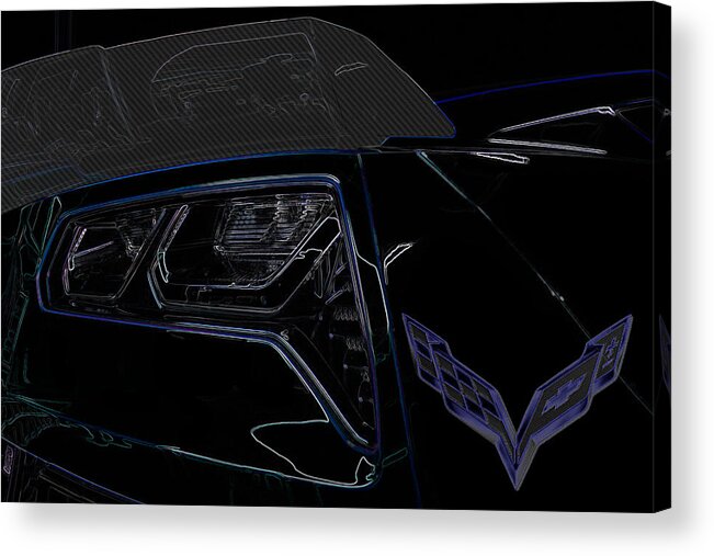 Corvette Acrylic Print featuring the digital art C7 Corvette rear by Darrell Foster