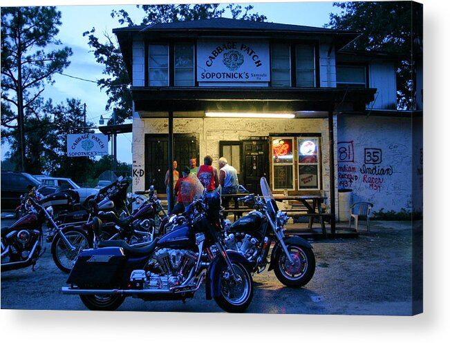 Cabbage Patch Bikers Bar Acrylic Print featuring the photograph Cabbage Patch Bikers Bar by Kristin Elmquist