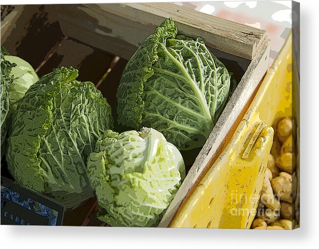 Market Acrylic Print featuring the photograph Cabbages by Jeanette French