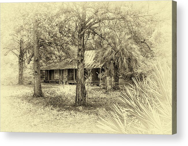 Cabin # Woods # Florida # Rural # # Alachua County # Old Cabin # Old # Black And White Photography # Old Building # Central Florida # Acrylic Print featuring the photograph Cabin in the woods by Louis Ferreira