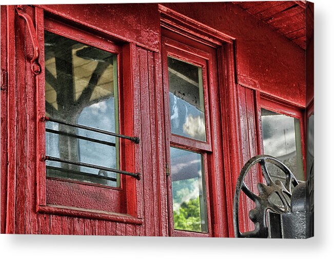 Red Acrylic Print featuring the photograph Caboose Windows by Mike Martin