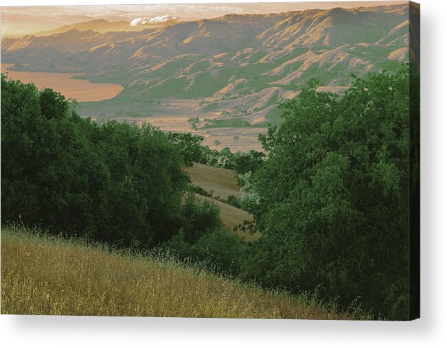 Sunol Valley Acrylic Print featuring the photograph Calaveras Reservoir, Sunol Valley, Santa Clara County, California Abstract by Kathy Anselmo