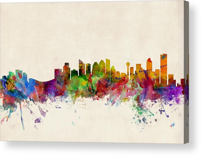 City Skyline Acrylic Print featuring the digital art Calgary Skyline by Michael Tompsett