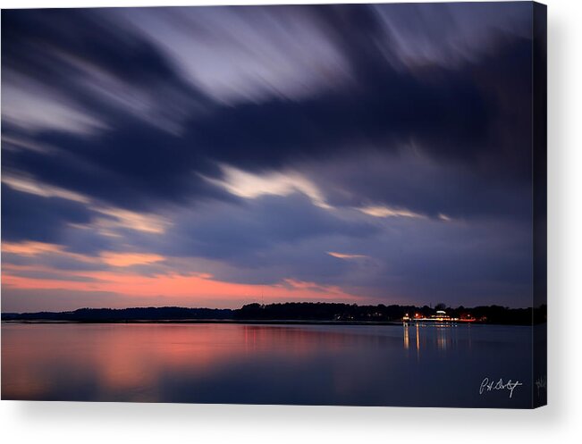 Calibogue Sound Acrylic Print featuring the photograph Calibogue Sound After Dark by Phill Doherty