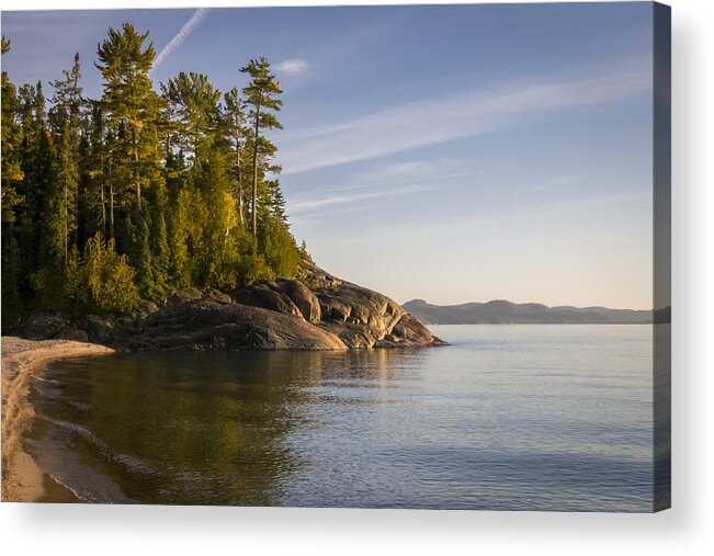 Lake Superior Provincial Park Acrylic Print featuring the photograph Calm Seas Film Grain Look by Steve L'Italien