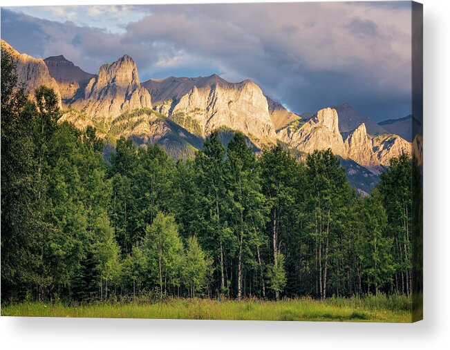 Joan Carroll Acrylic Print featuring the photograph Canadian Rockies in Canmore Alberta by Joan Carroll