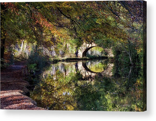 Landscape Acrylic Print featuring the photograph Canal path in autumn by Shirley Mitchell