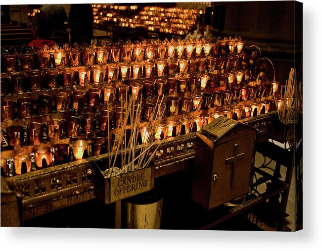 New York City Acrylic Print featuring the photograph Candle Offerings St. Patrick Cathedral by Lorraine Devon Wilke