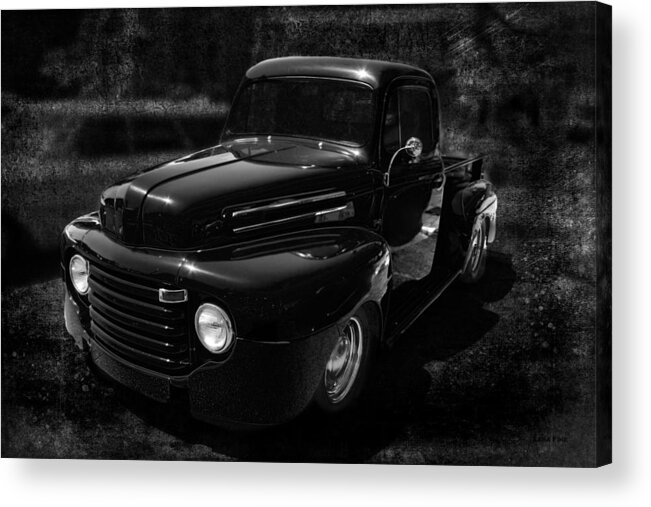 F-1 Acrylic Print featuring the photograph Vintage F1 Chevy Truck BW by Lesa Fine