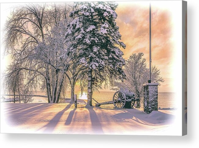 Civil War Acrylic Print featuring the photograph Cannon by the Lake by Patti Raine